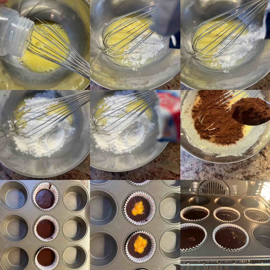fasi per preparare i sacher muffins