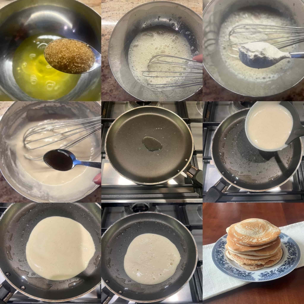 fasi per preparare i pancakes con gli allbumi