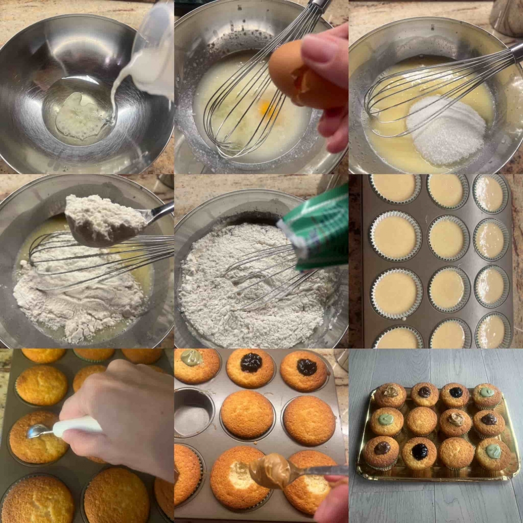 fasi per preparare i muffins fantasia ai gusti misti lactose free